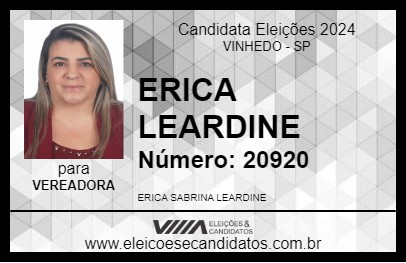 Candidato ERICA LEARDINE 2024 - VINHEDO - Eleições