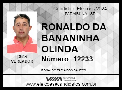 Candidato RONALDO DA BANANINHA OLINDA 2024 - PARAIBUNA - Eleições