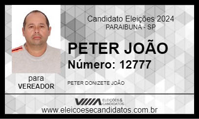 Candidato PETER JOÃO 2024 - PARAIBUNA - Eleições