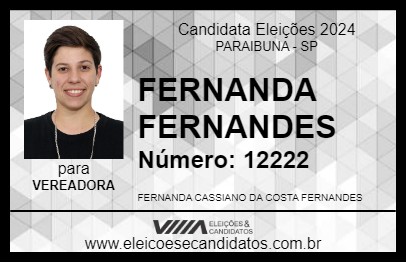 Candidato FERNANDA FERNANDES 2024 - PARAIBUNA - Eleições