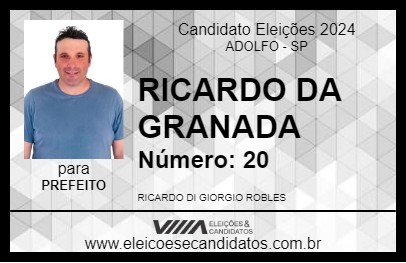 Candidato RICARDO DA GRANADA 2024 - ADOLFO - Eleições