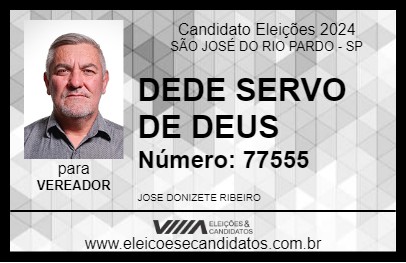 Candidato DEDE SERVO DE DEUS 2024 - SÃO JOSÉ DO RIO PARDO - Eleições