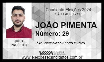 Candidato JOÃO PIMENTA 2024 - SÃO PAULO - Eleições