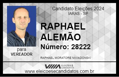 Candidato RAPHAEL ALEMÃO 2024 - IARAS - Eleições