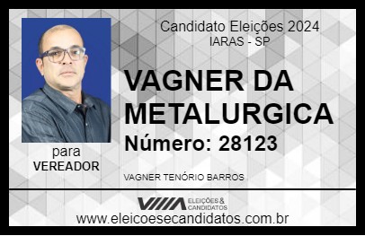 Candidato VAGNER DA METALURGICA 2024 - IARAS - Eleições