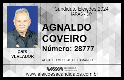 Candidato AGNALDO COVEIRO 2024 - IARAS - Eleições