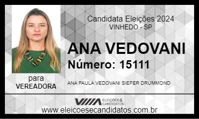 Candidato ANA VEDOVANI 2024 - VINHEDO - Eleições