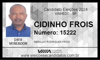 Candidato CIDINHO FROIS 2024 - VINHEDO - Eleições