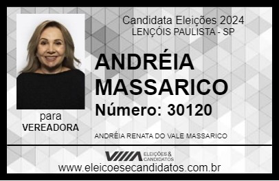 Candidato ANDRÉIA MASSARICO 2024 - LENÇÓIS PAULISTA - Eleições