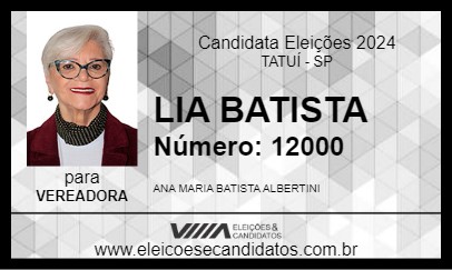 Candidato LIA BATISTA 2024 - TATUÍ - Eleições