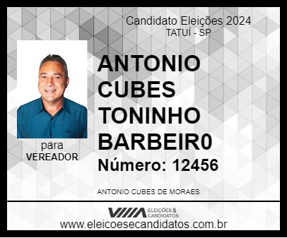 Candidato ANTONIO CUBES TONINHO BARBEIR0 2024 - TATUÍ - Eleições