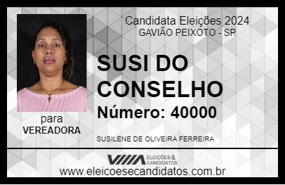 Candidato SUSI DO CONSELHO 2024 - GAVIÃO PEIXOTO - Eleições