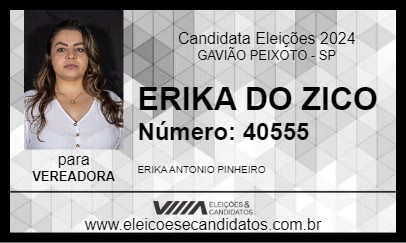 Candidato ERIKA DO ZICO 2024 - GAVIÃO PEIXOTO - Eleições