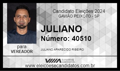 Candidato JULIANO 2024 - GAVIÃO PEIXOTO - Eleições