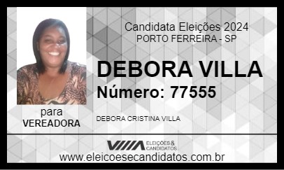 Candidato DEBORA VILLA 2024 - PORTO FERREIRA - Eleições