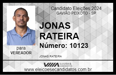 Candidato JONAS RATEIRA 2024 - GAVIÃO PEIXOTO - Eleições