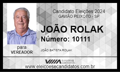 Candidato JOÃO ROLAK 2024 - GAVIÃO PEIXOTO - Eleições