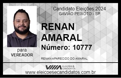 Candidato RENAN AMARAL 2024 - GAVIÃO PEIXOTO - Eleições