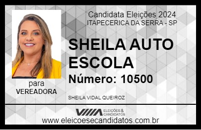 Candidato SHEILA AUTO ESCOLA 2024 - ITAPECERICA DA SERRA - Eleições