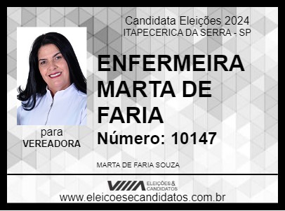 Candidato ENFERMEIRA MARTA DE FARIA 2024 - ITAPECERICA DA SERRA - Eleições