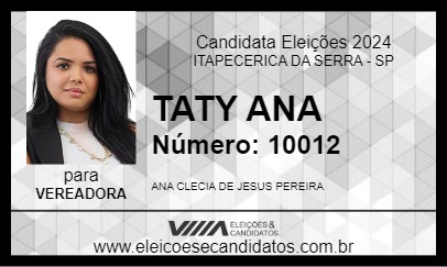 Candidato TATY ANA  2024 - ITAPECERICA DA SERRA - Eleições