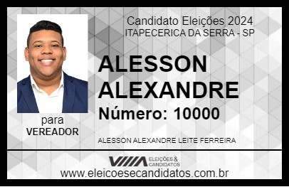 Candidato ALESSON ALEXANDRE 2024 - ITAPECERICA DA SERRA - Eleições