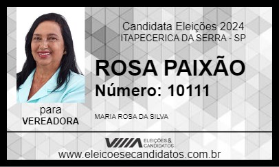 Candidato ROSA PAIXÃO 2024 - ITAPECERICA DA SERRA - Eleições