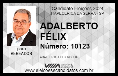 Candidato ADALBERTO FÉLIX 2024 - ITAPECERICA DA SERRA - Eleições