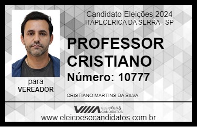 Candidato PROFESSOR CRISTIANO 2024 - ITAPECERICA DA SERRA - Eleições