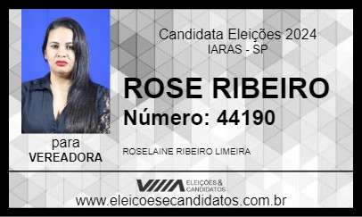 Candidato ROSE RIBEIRO 2024 - IARAS - Eleições