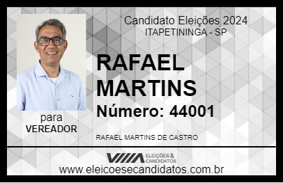 Candidato RAFAEL MARTINS 2024 - ITAPETININGA - Eleições