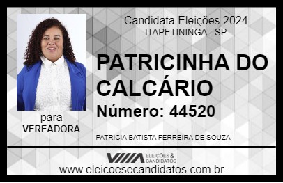 Candidato PATRICINHA DO CALCÁRIO 2024 - ITAPETININGA - Eleições