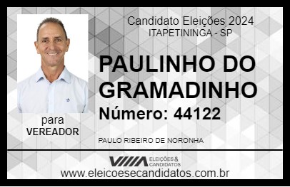 Candidato PAULINHO DO GRAMADINHO 2024 - ITAPETININGA - Eleições