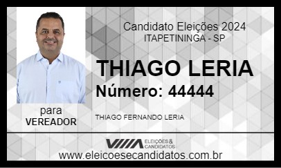 Candidato THIAGO LERIA 2024 - ITAPETININGA - Eleições