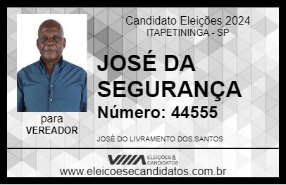 Candidato JOSÉ DA SEGURANÇA 2024 - ITAPETININGA - Eleições