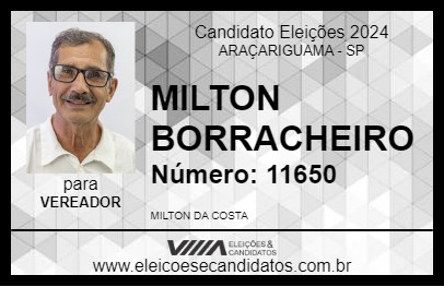 Candidato MILTON BORRACHEIRO 2024 - ARAÇARIGUAMA - Eleições