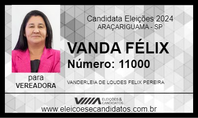 Candidato VANDA FÉLIX 2024 - ARAÇARIGUAMA - Eleições