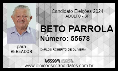 Candidato BETO PARROLA 2024 - ADOLFO - Eleições