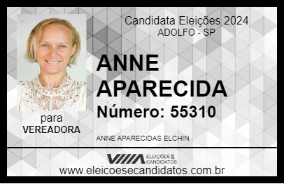 Candidato ANNE APARECIDA 2024 - ADOLFO - Eleições