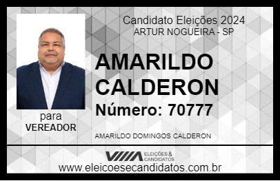 Candidato AMARILDO CALDERON 2024 - ARTUR NOGUEIRA - Eleições