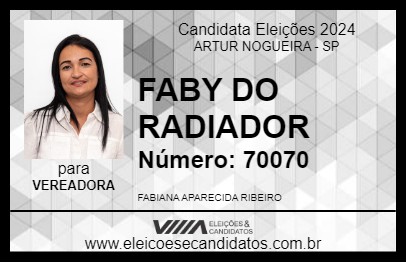 Candidato FABY DO RADIADOR 2024 - ARTUR NOGUEIRA - Eleições