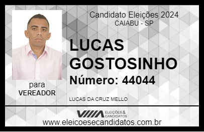 Candidato LUCAS GOSTOSINHO 2024 - CAIABU - Eleições