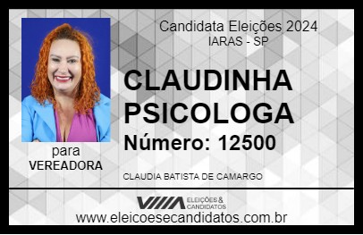 Candidato CLAUDINHA PSICOLOGA 2024 - IARAS - Eleições