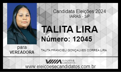 Candidato TALITA LIRA 2024 - IARAS - Eleições