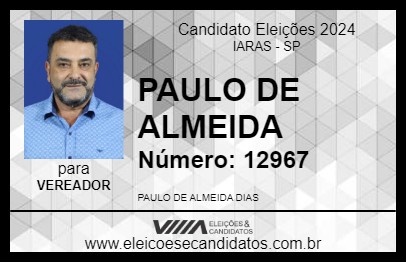 Candidato PAULO DE ALMEIDA 2024 - IARAS - Eleições