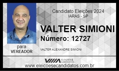 Candidato VALTER SIMIONI 2024 - IARAS - Eleições