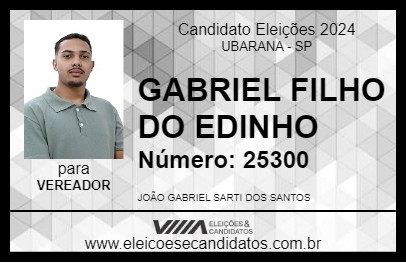 Candidato GABRIEL FILHO DO EDINHO 2024 - UBARANA - Eleições