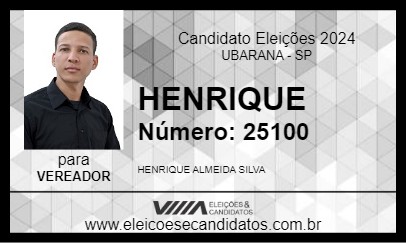 Candidato HENRIQUE 2024 - UBARANA - Eleições