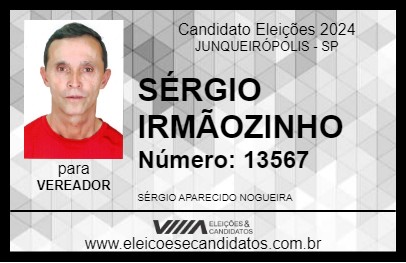 Candidato SÉRGIO IRMÃOZINHO 2024 - JUNQUEIRÓPOLIS - Eleições