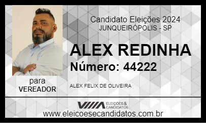 Candidato ALEX REDINHA 2024 - JUNQUEIRÓPOLIS - Eleições